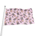 Pink Vintage Pineapple Pattern Print Flag