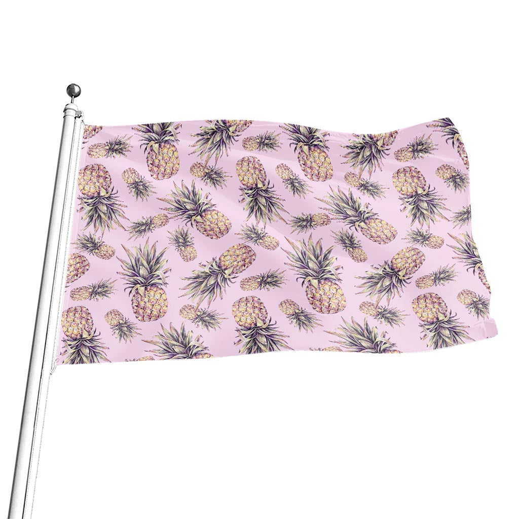 Pink Vintage Pineapple Pattern Print Flag