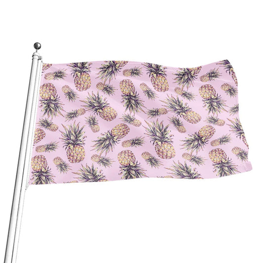 Pink Vintage Pineapple Pattern Print Flag