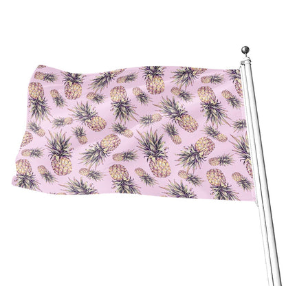 Pink Vintage Pineapple Pattern Print Flag