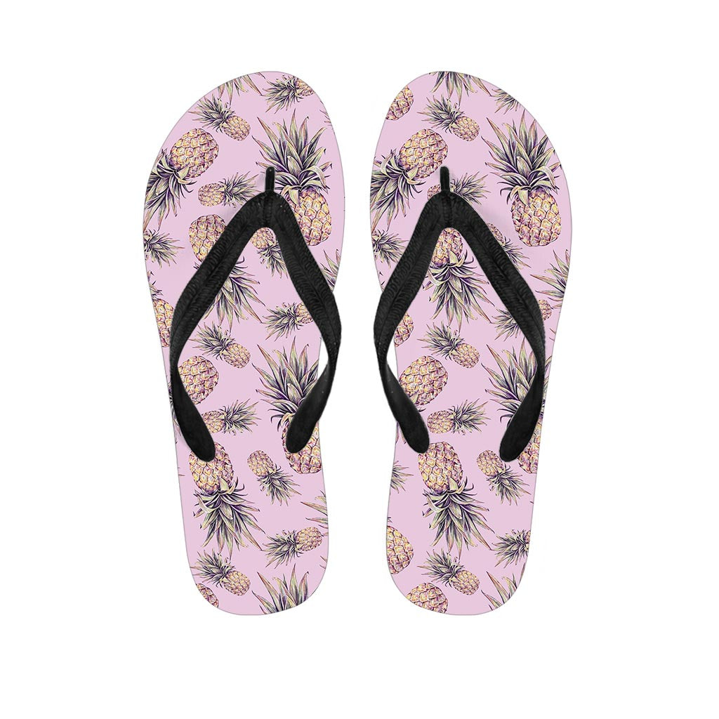 Pink Vintage Pineapple Pattern Print Flip Flops