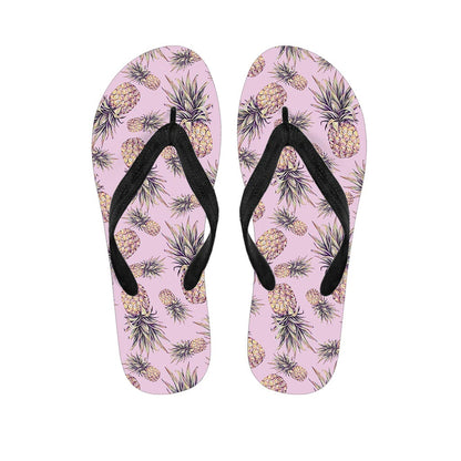 Pink Vintage Pineapple Pattern Print Flip Flops