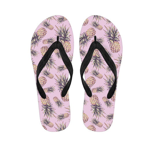Pink Vintage Pineapple Pattern Print Flip Flops