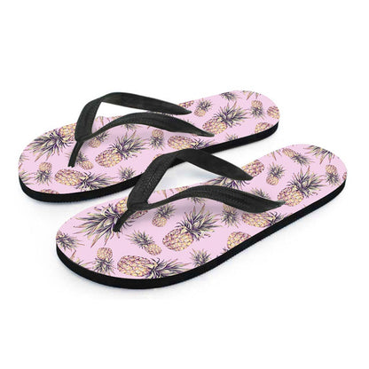 Pink Vintage Pineapple Pattern Print Flip Flops
