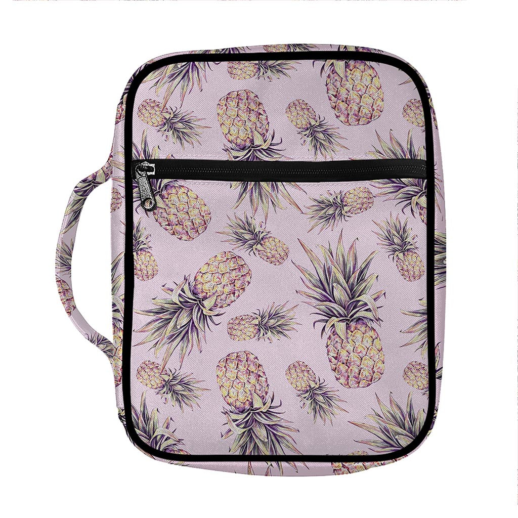 Pink Vintage Pineapple Pattern Print Front Pocket Bible Bag