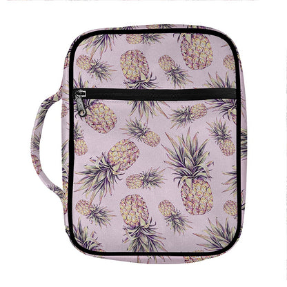Pink Vintage Pineapple Pattern Print Front Pocket Bible Bag