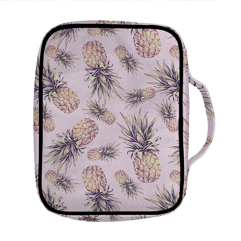 Pink Vintage Pineapple Pattern Print Front Pocket Bible Bag