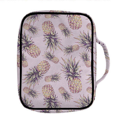 Pink Vintage Pineapple Pattern Print Front Pocket Bible Bag