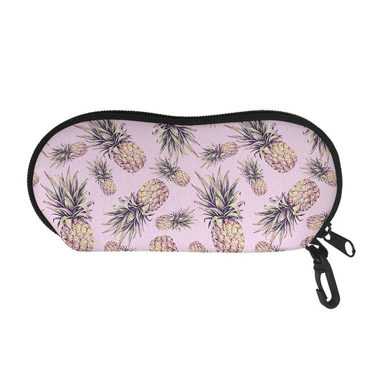 Pink Vintage Pineapple Pattern Print Glasses Case
