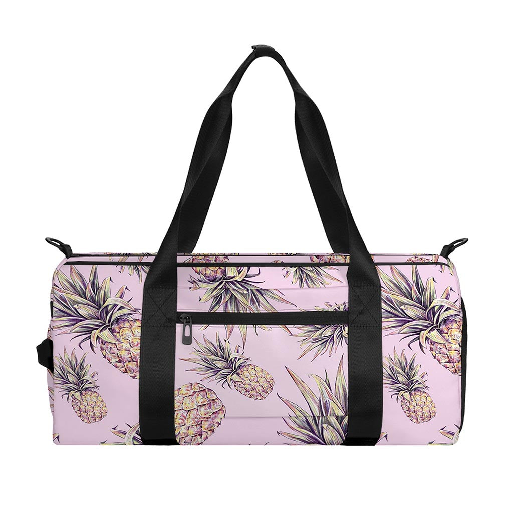 Pink Vintage Pineapple Pattern Print Gym Bag