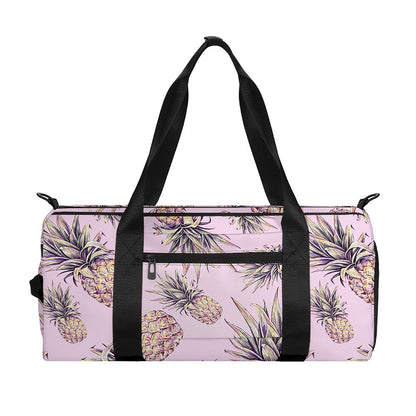 Pink Vintage Pineapple Pattern Print Gym Bag