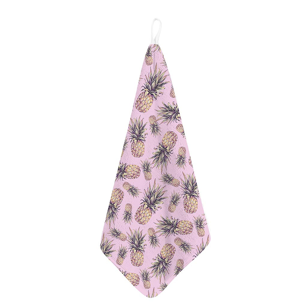 Pink Vintage Pineapple Pattern Print Hand Towel