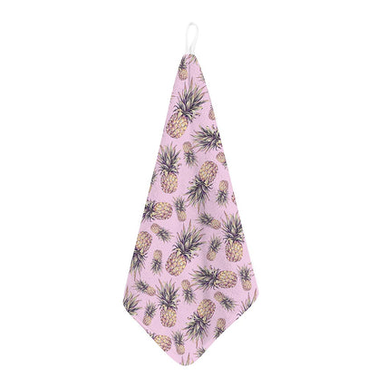 Pink Vintage Pineapple Pattern Print Hand Towel