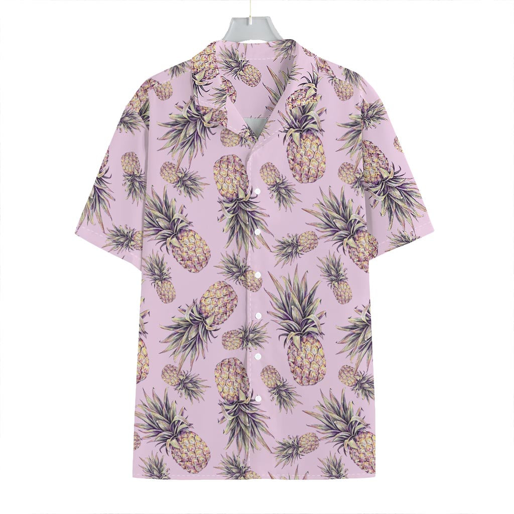 Pink Vintage Pineapple Pattern Print Hawaiian Shirt