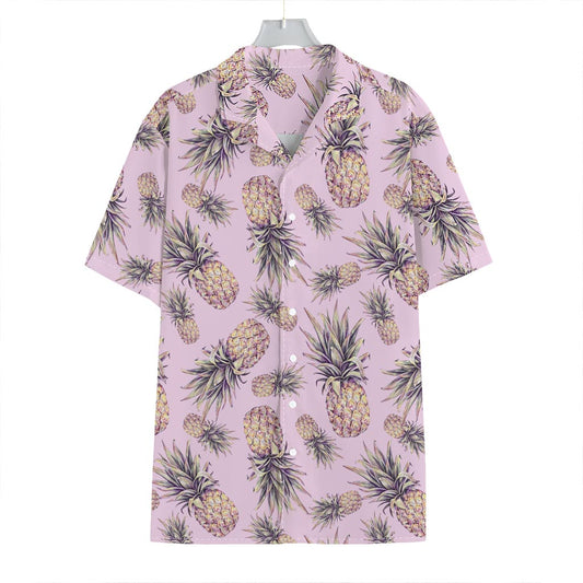 Pink Vintage Pineapple Pattern Print Hawaiian Shirt