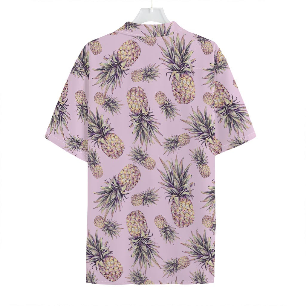 Pink Vintage Pineapple Pattern Print Hawaiian Shirt