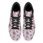 Pink Vintage Pineapple Pattern Print High Top Leather Sneakers