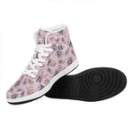 Pink Vintage Pineapple Pattern Print High Top Leather Sneakers