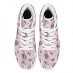 Pink Vintage Pineapple Pattern Print High Top Leather Sneakers