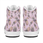 Pink Vintage Pineapple Pattern Print High Top Leather Sneakers