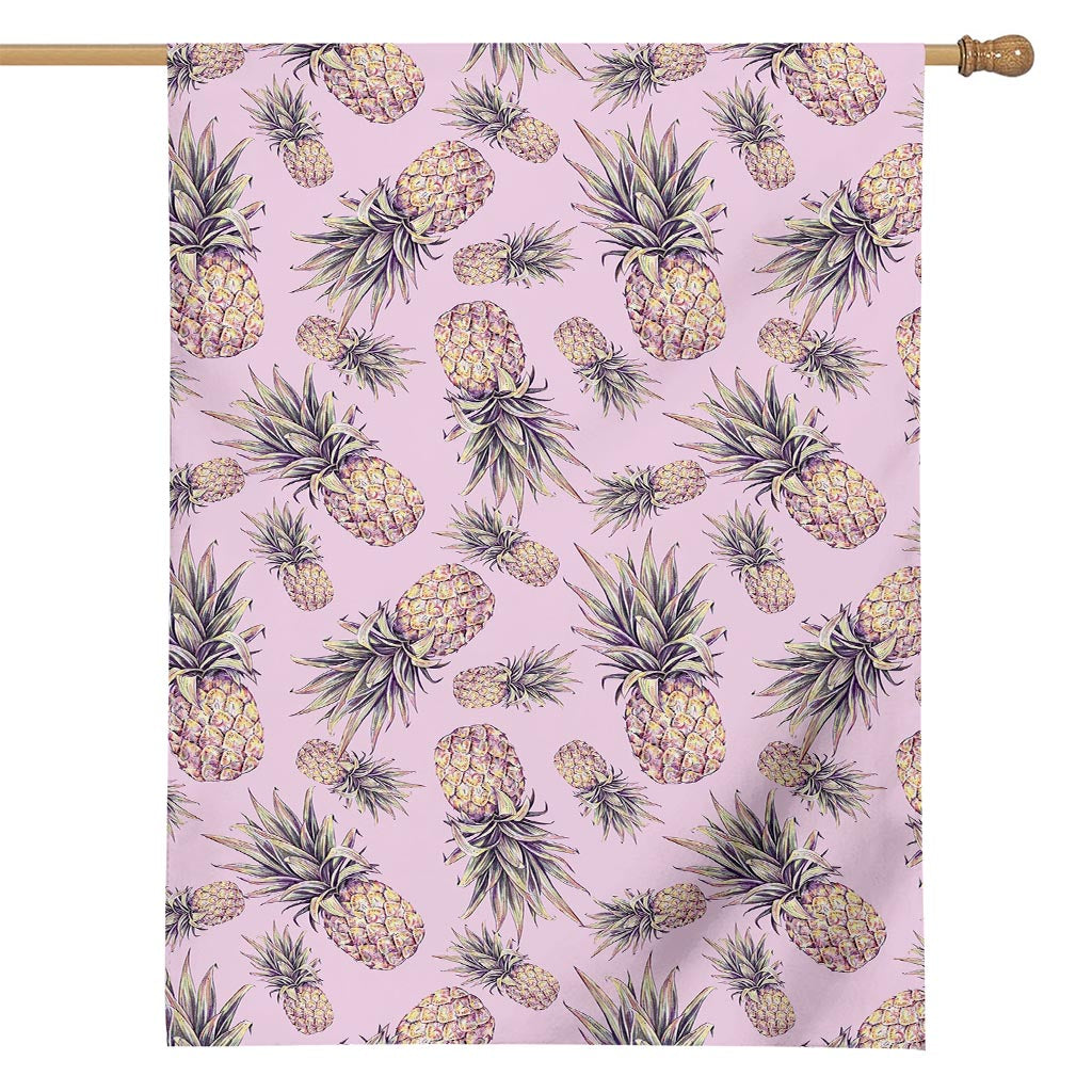 Pink Vintage Pineapple Pattern Print House Flag