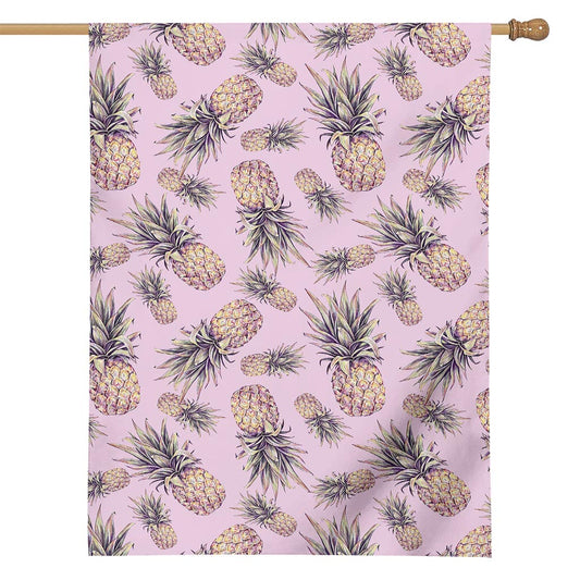 Pink Vintage Pineapple Pattern Print House Flag