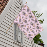 Pink Vintage Pineapple Pattern Print House Flag