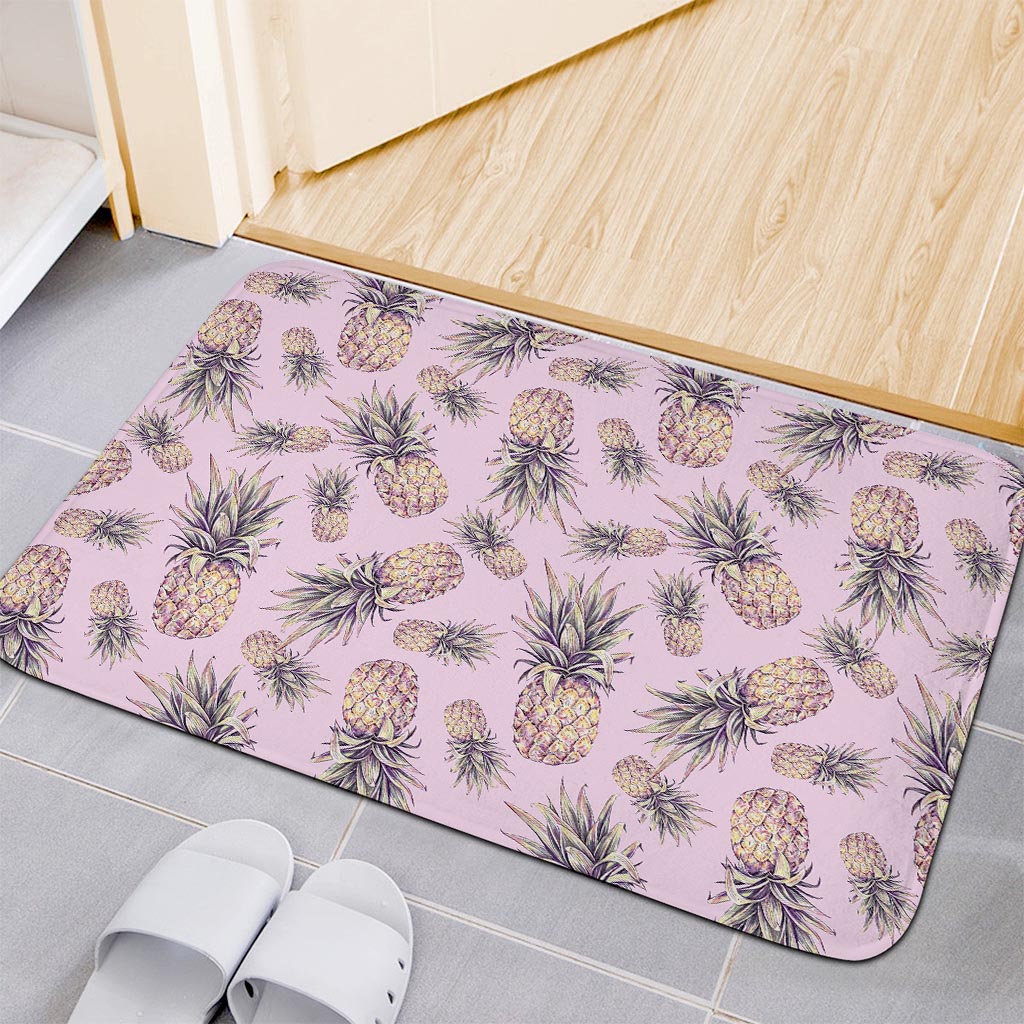 Pink Vintage Pineapple Pattern Print Indoor Door Mat