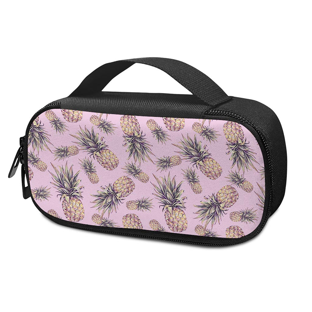 Pink Vintage Pineapple Pattern Print Insulin Cooler Travel Case