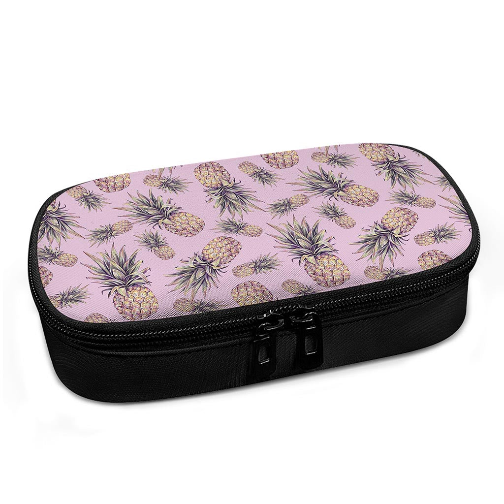 Pink Vintage Pineapple Pattern Print Insulin Cooler Travel Case