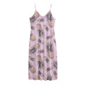 Pink Vintage Pineapple Pattern Print Jersey Midi Cami Dress