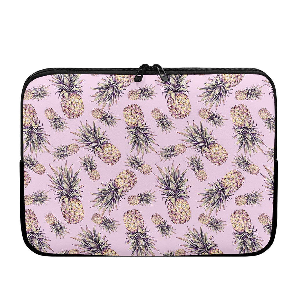 Pink Vintage Pineapple Pattern Print Laptop Sleeve