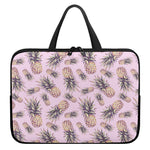 Pink Vintage Pineapple Pattern Print Laptop Sleeve With Handle
