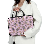 Pink Vintage Pineapple Pattern Print Laptop Sleeve With Handle