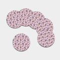 Pink Vintage Pineapple Pattern Print Leather Coaster Set