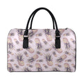 Pink Vintage Pineapple Pattern Print Leather Duffel Bag