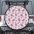 Pink Vintage Pineapple Pattern Print Leather Spare Tire Cover