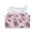 Pink Vintage Pineapple Pattern Print Leather Tissue Box Cover
