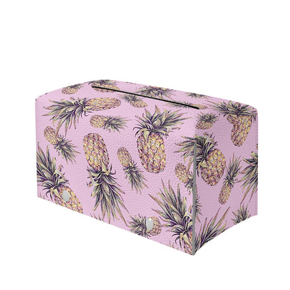Pink Vintage Pineapple Pattern Print Leather Tissue Box Cover