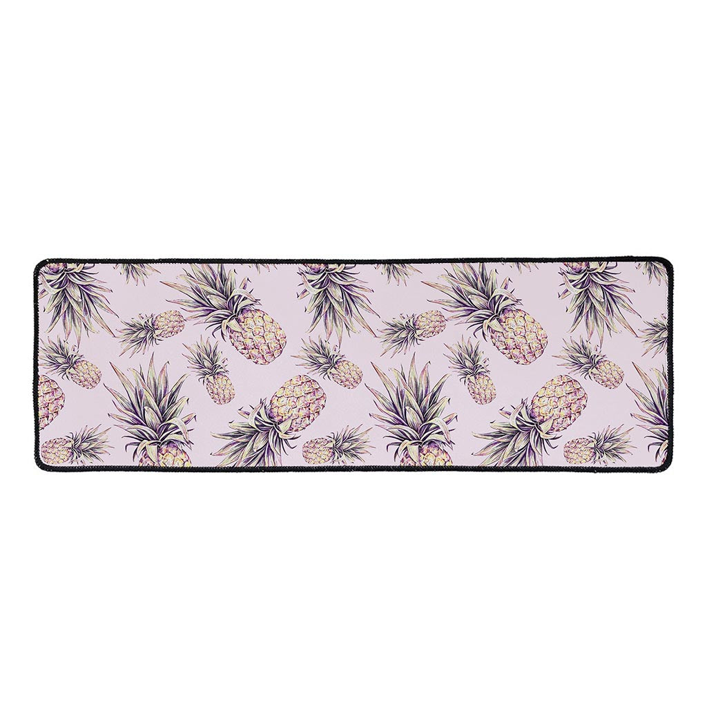 Pink Vintage Pineapple Pattern Print Long Kitchen Mat