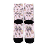 Pink Vintage Pineapple Pattern Print Long Socks