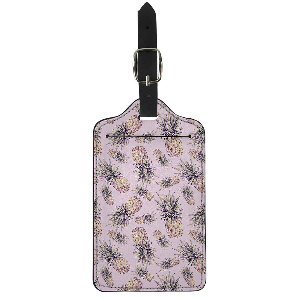 Pink Vintage Pineapple Pattern Print Luggage Tag