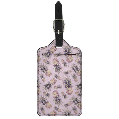 Pink Vintage Pineapple Pattern Print Luggage Tag