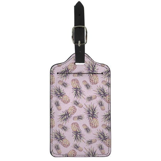 Pink Vintage Pineapple Pattern Print Luggage Tag