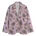 Pink Vintage Pineapple Pattern Print Men's Blazer