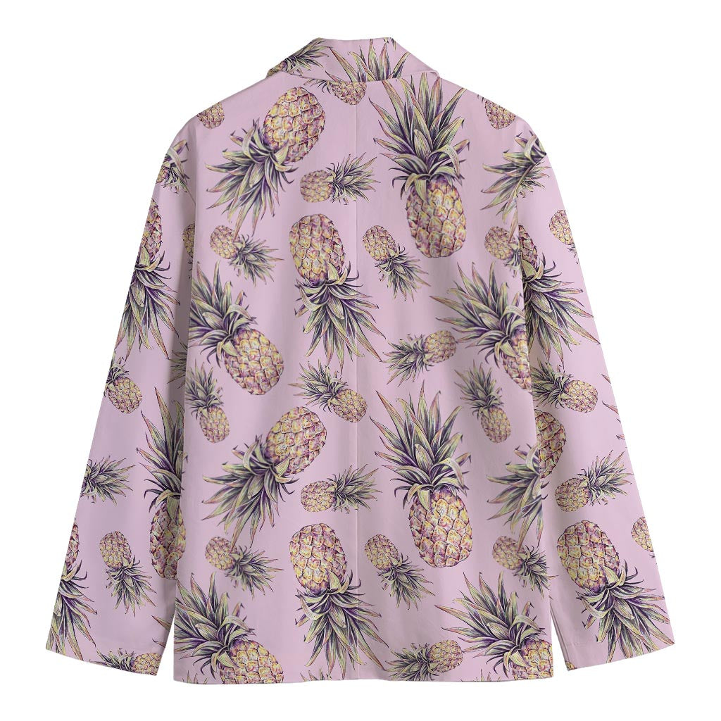 Pink Vintage Pineapple Pattern Print Men's Blazer