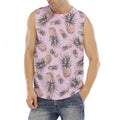 Pink Vintage Pineapple Pattern Print Men's Fitness Tank Top