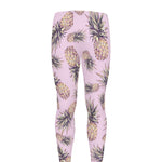 Pink Vintage Pineapple Pattern Print Men's leggings