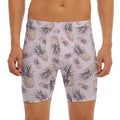 Pink Vintage Pineapple Pattern Print Men's Long Boxer Briefs