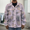 Pink Vintage Pineapple Pattern Print Men's Shirt Jacket